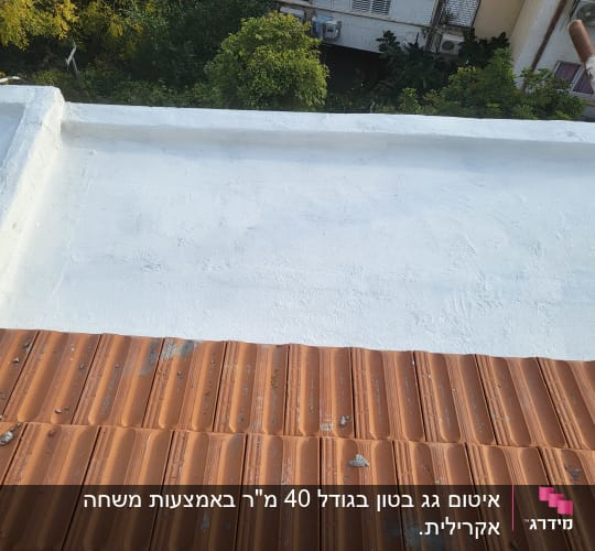 גג אטום בצבע לבן עם רעפים כתומים